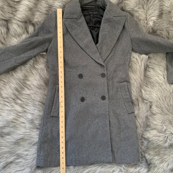 ZARA Wool Blend Double Breasted Coat 7901/222, Grey, Size XS - Picture 7 of 7